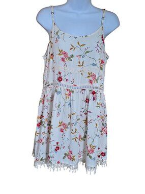 Floral Boho Sundress/romper Summer Sleeveless White beach nautical romance